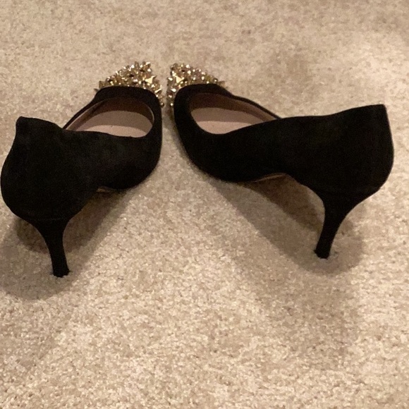 ZARA Black Suede & Gold Metal Studded Toe Caps, Euro Sz 37 - Picture 8 of 12